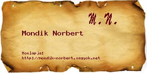 Mondik Norbert névjegykártya